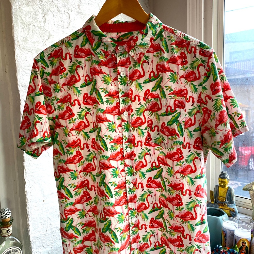 Flamingo Short Sleeve Button Down